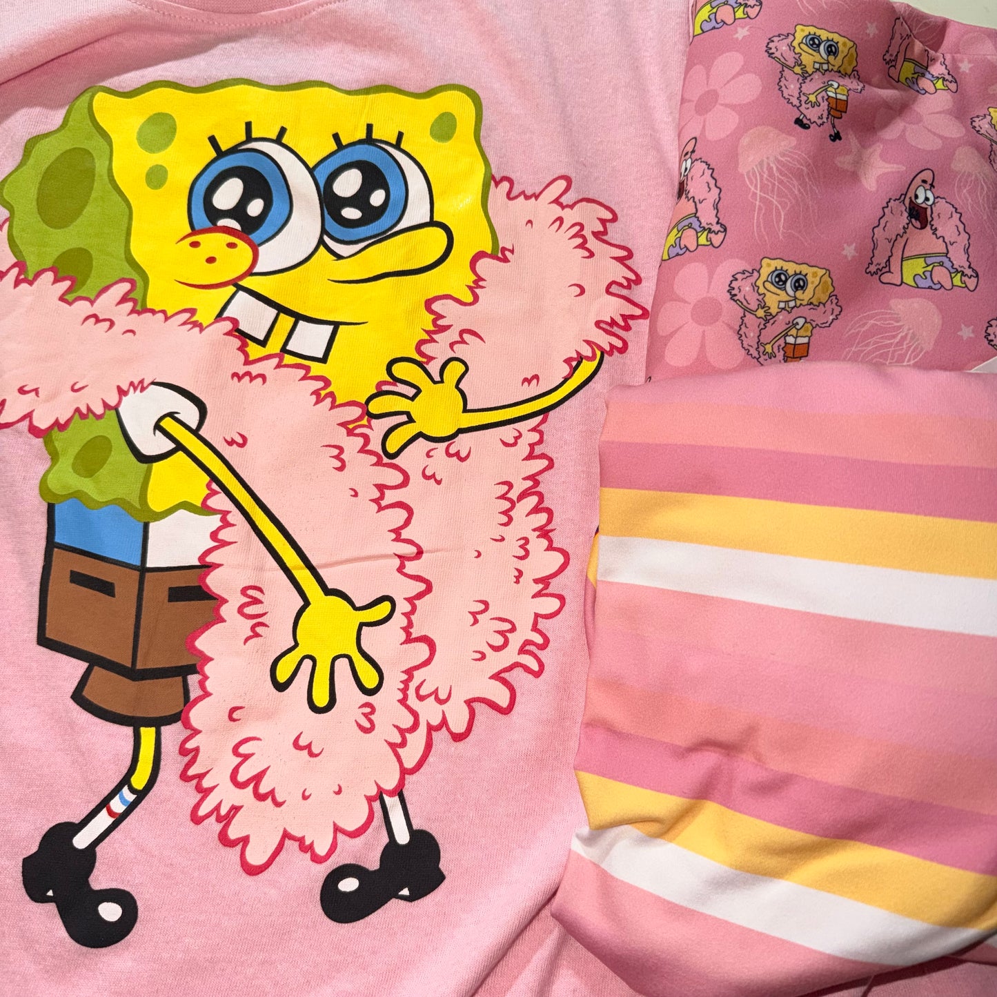 Tori- SpongeBob upcycle: 7/8 surprise item spongebob and stripes coord