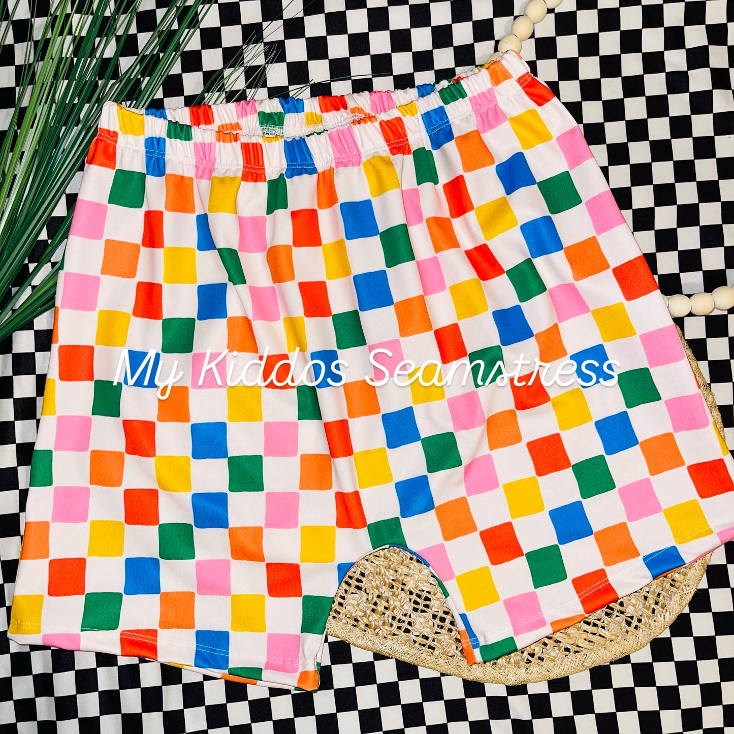 9/10 seaside garden checkered play shorts SWIM RTS