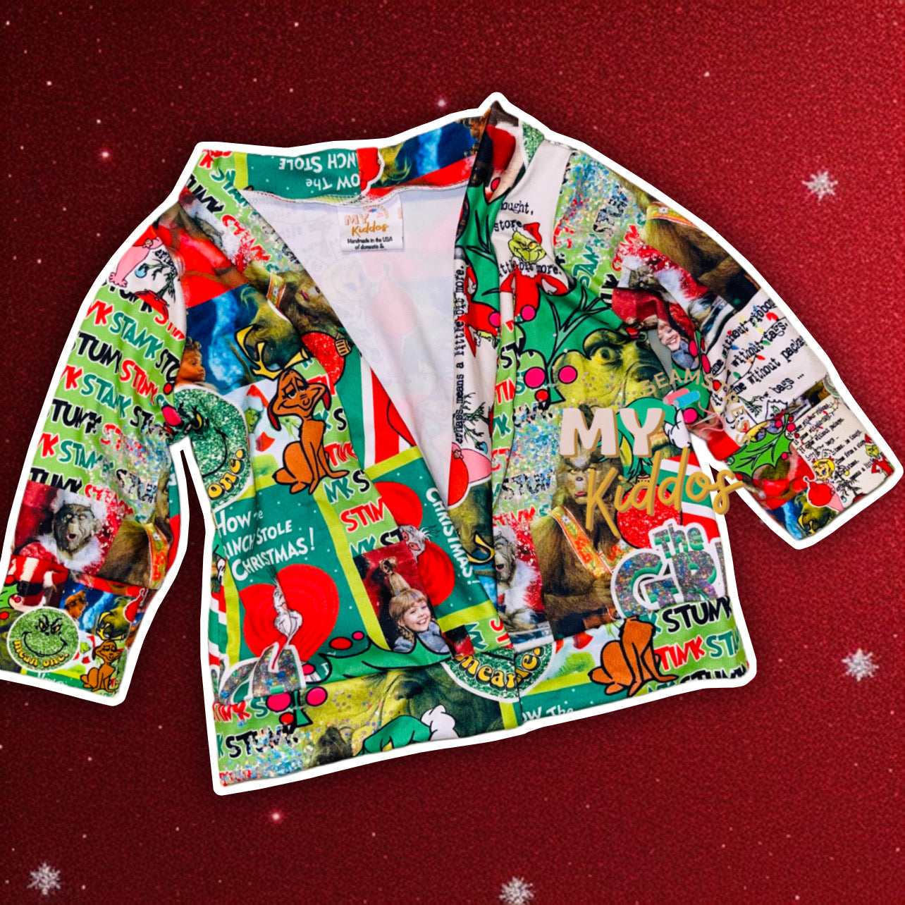 6/12m green guy Christmas cardigan rts