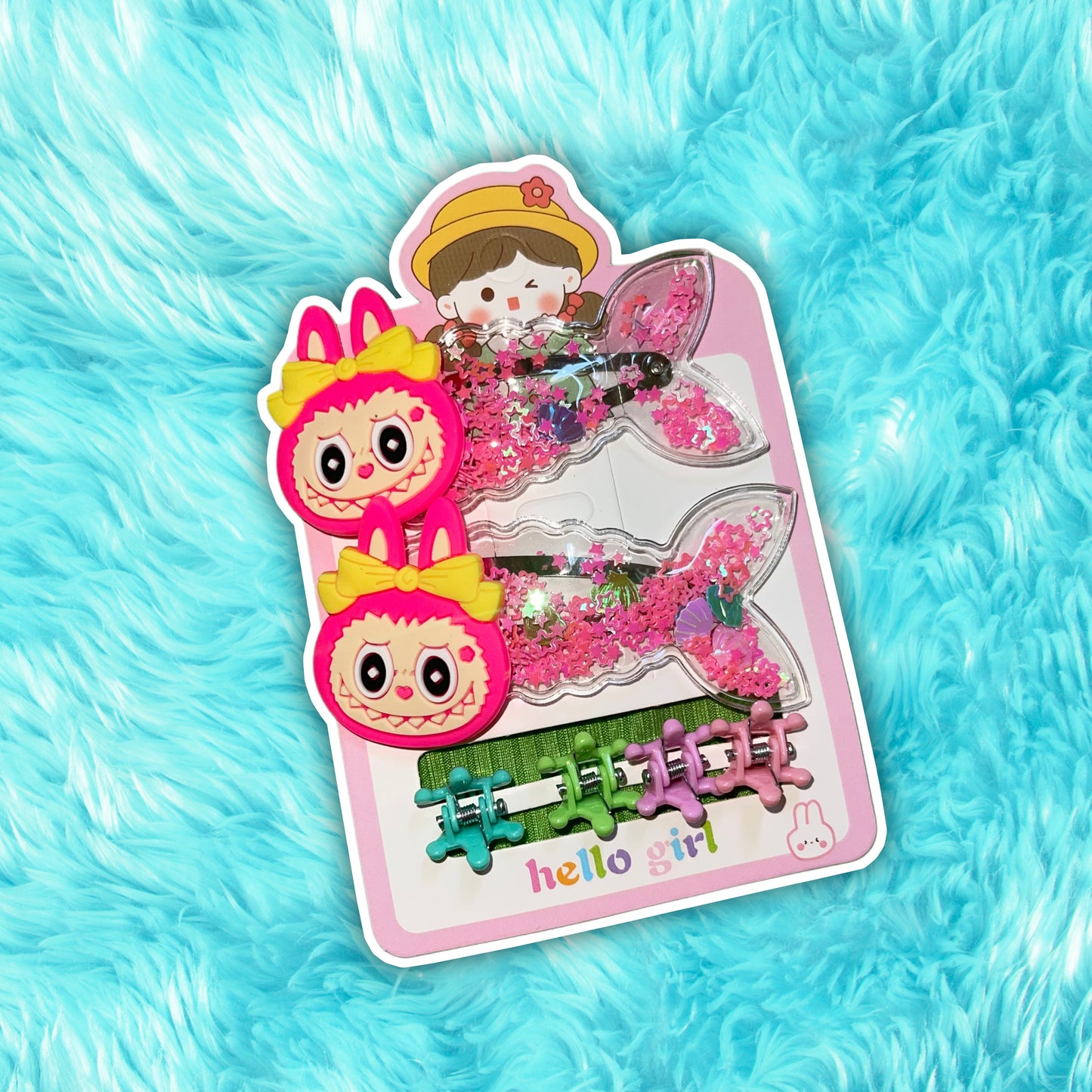 la bubu hair clips light neon pink