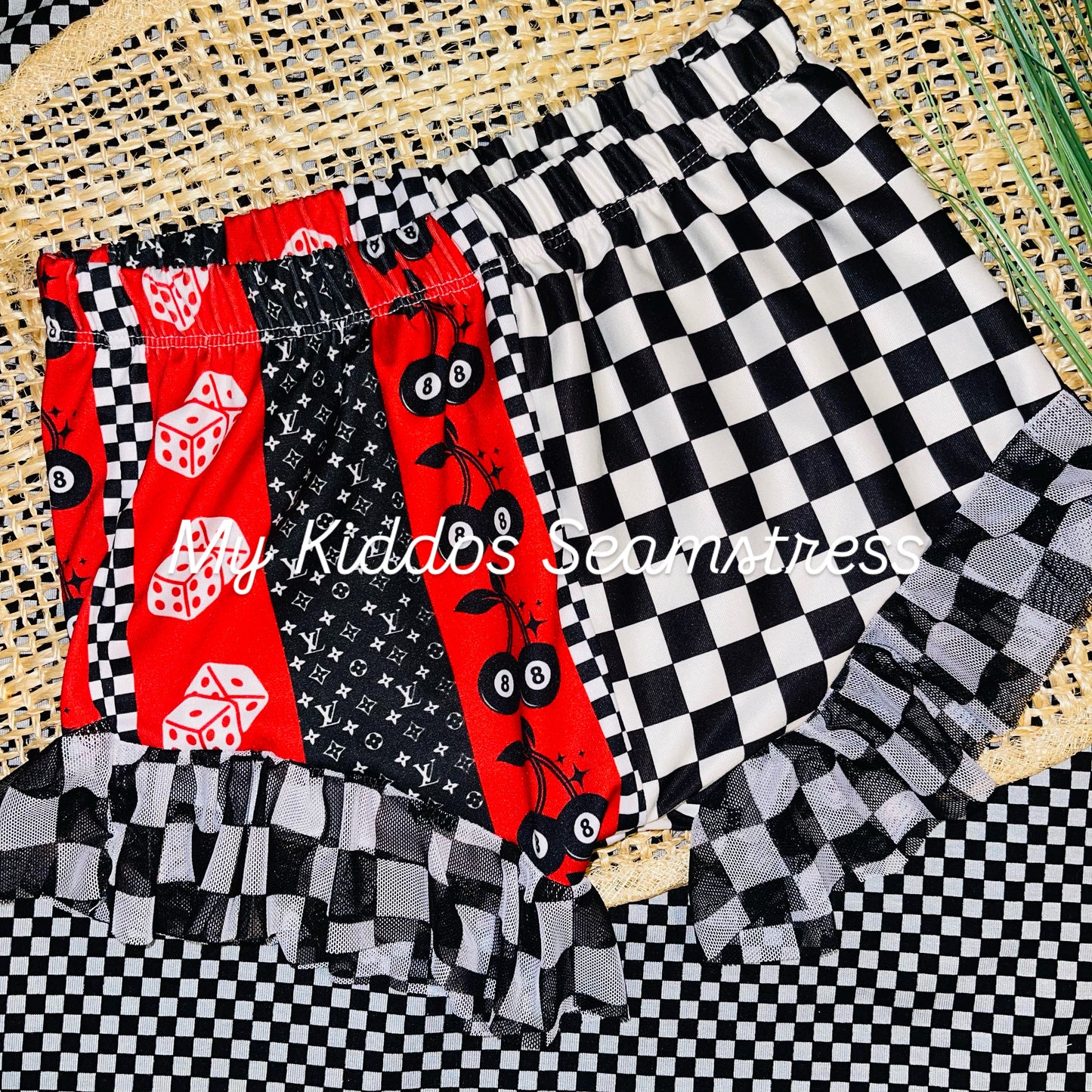 6/7 dice ruffle shorties RTS