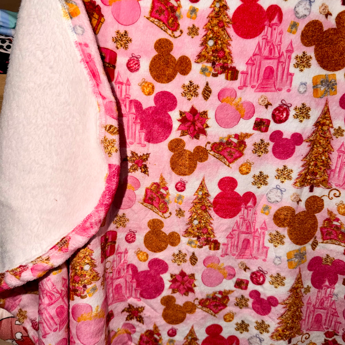 40"x65" minky blanket single layer soft on both sides RTS pink mouse