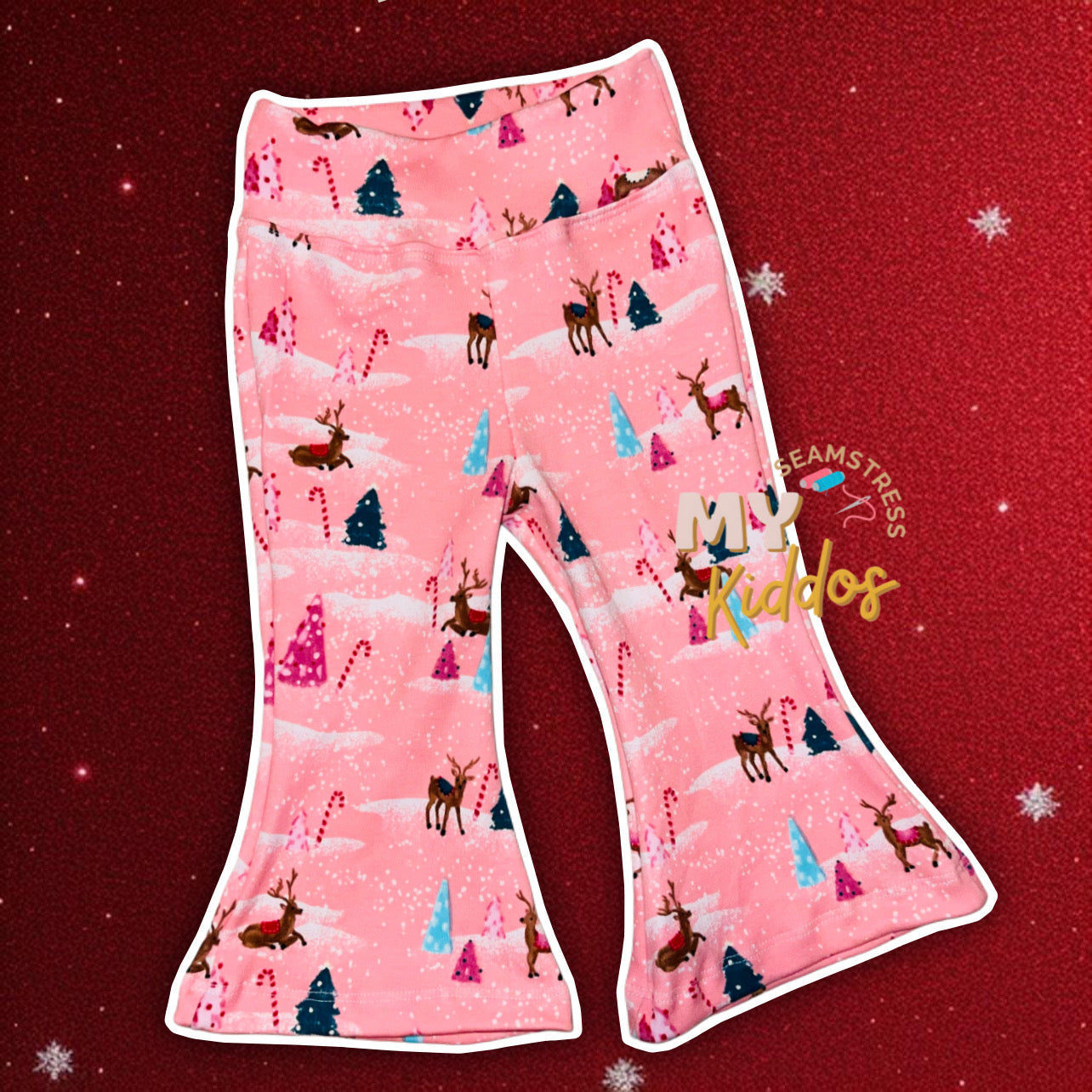 9/12m pink Christmas flare pants rts