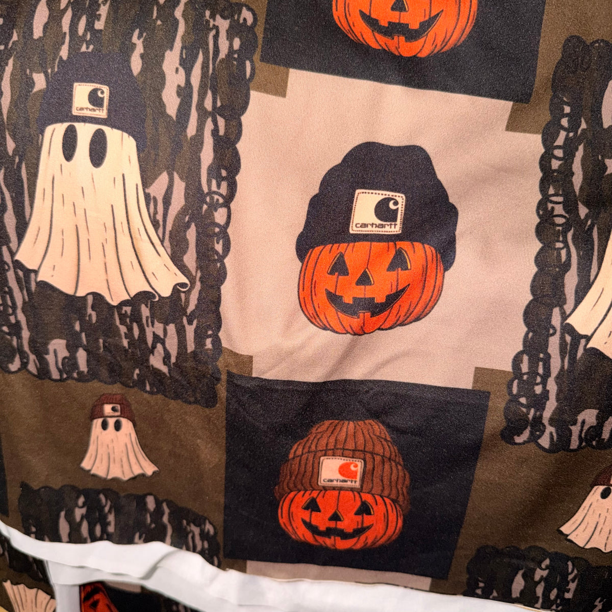 Kimberly- car hart pumpkin fabric: 6/7 LS curved hem tee