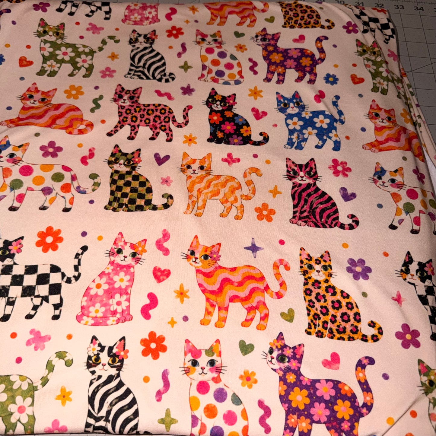 Lanie- funky cats: 5T ss oversized tee solid pink sleeves PREORDER
