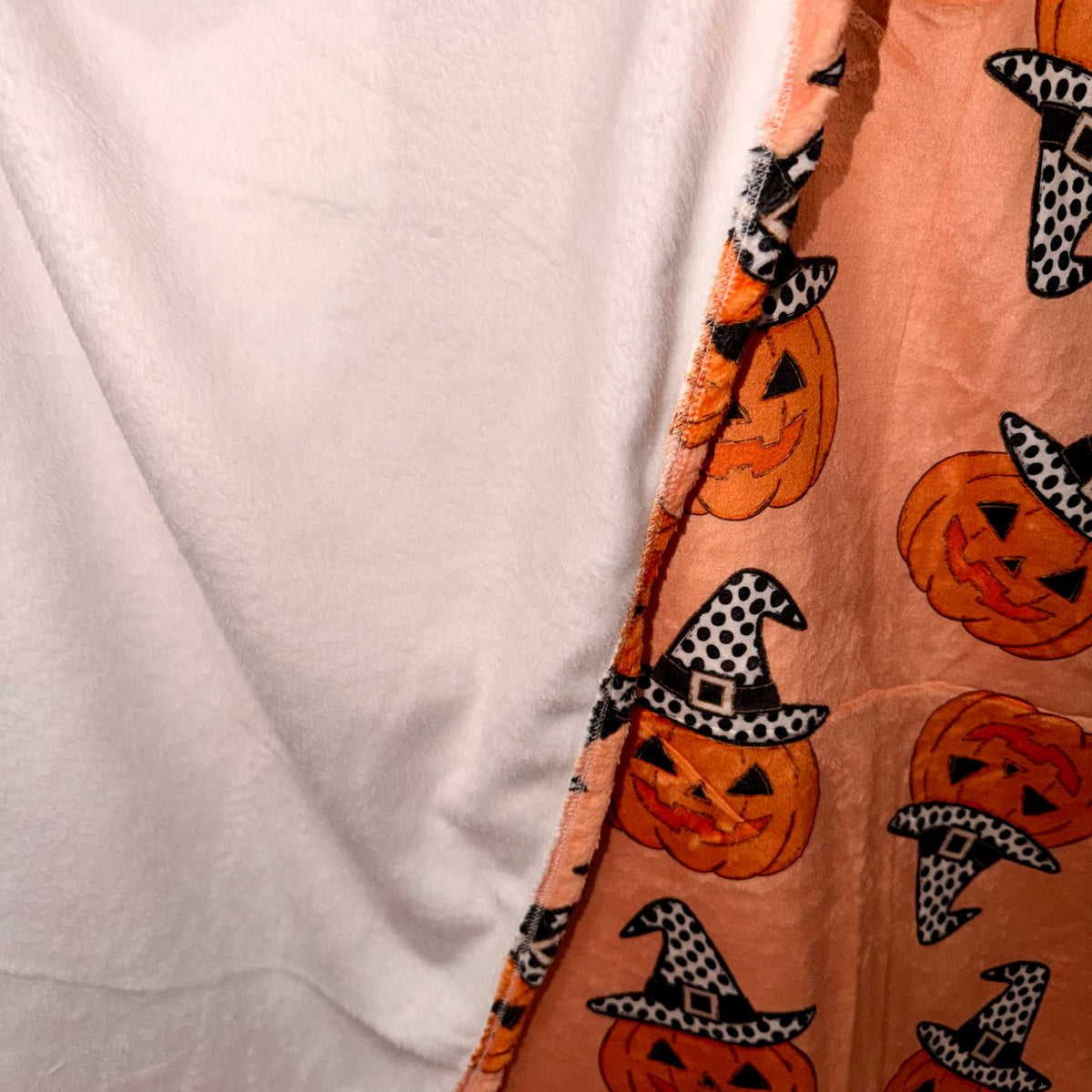 80"x65" minky blanket single layer soft on both sides RTS pumpkins