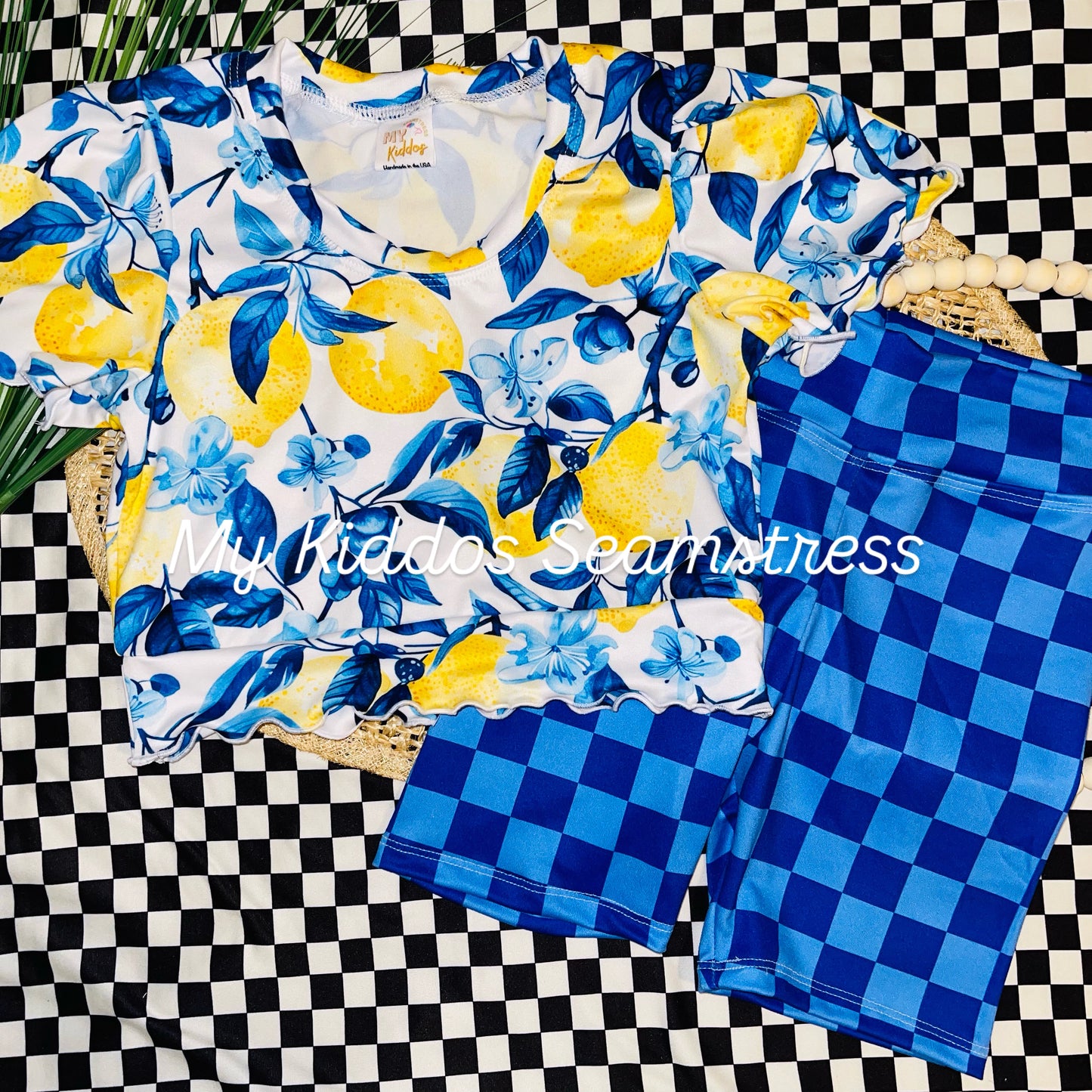 size 8 lemon galena crop top with lettuce hem ONLY** RTS
