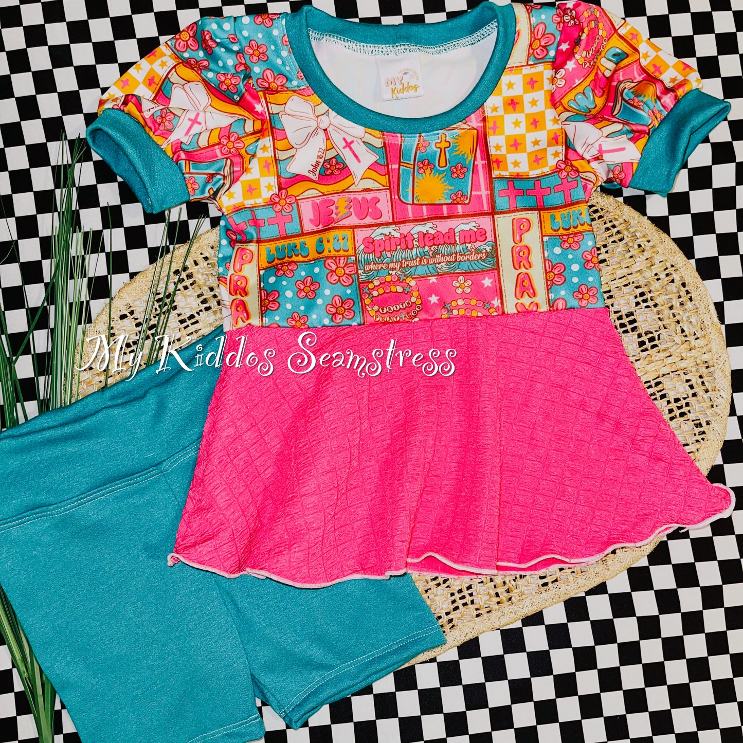 4T WWJD galena top and matching biker shorts RTS SET