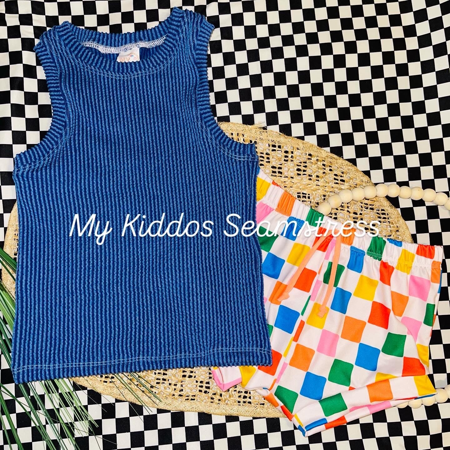 5t seaside garden checkered shorties and blue urban rib nostalgia tank RTS set