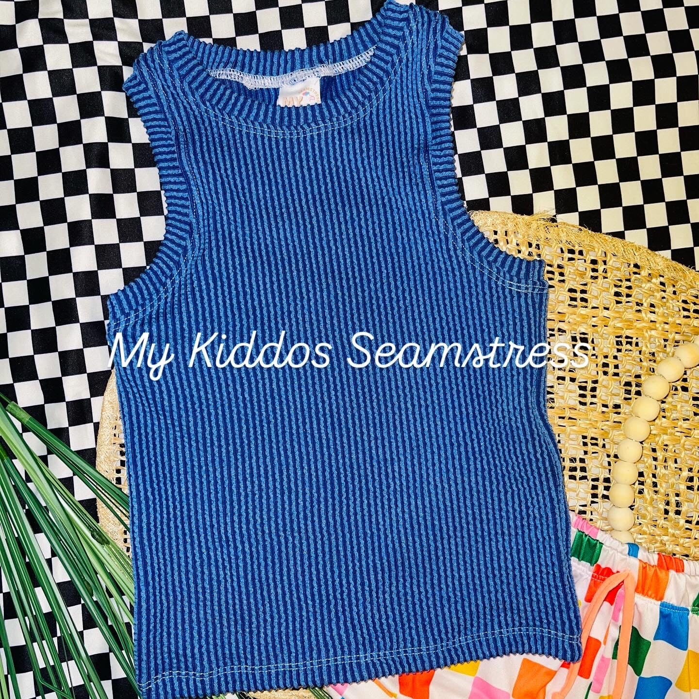 5t seaside garden checkered shorties and blue urban rib nostalgia tank RTS set