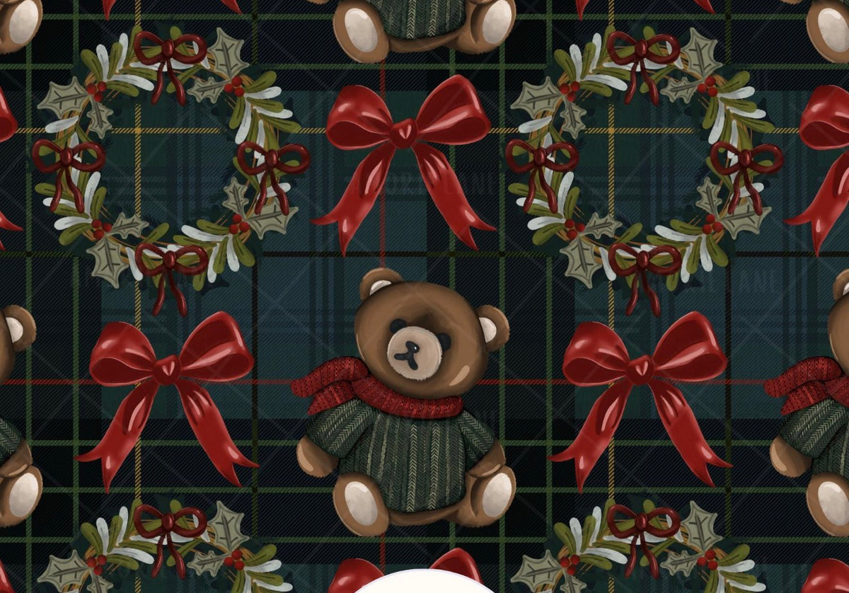 Brittney- Christmas teddies: size 8 LS SWING DRESS add ruffle to sleeves and bottom hem 15/20 bd