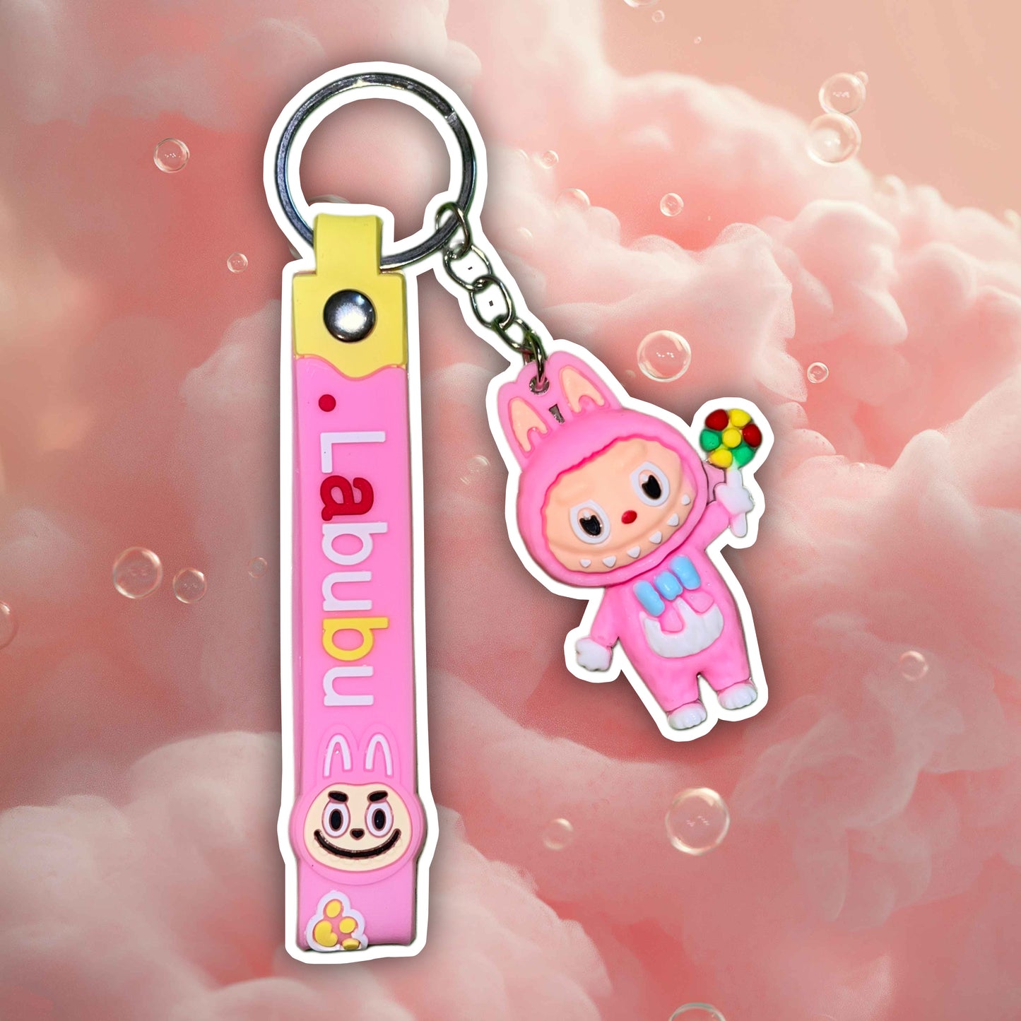 la bubu keychain pink