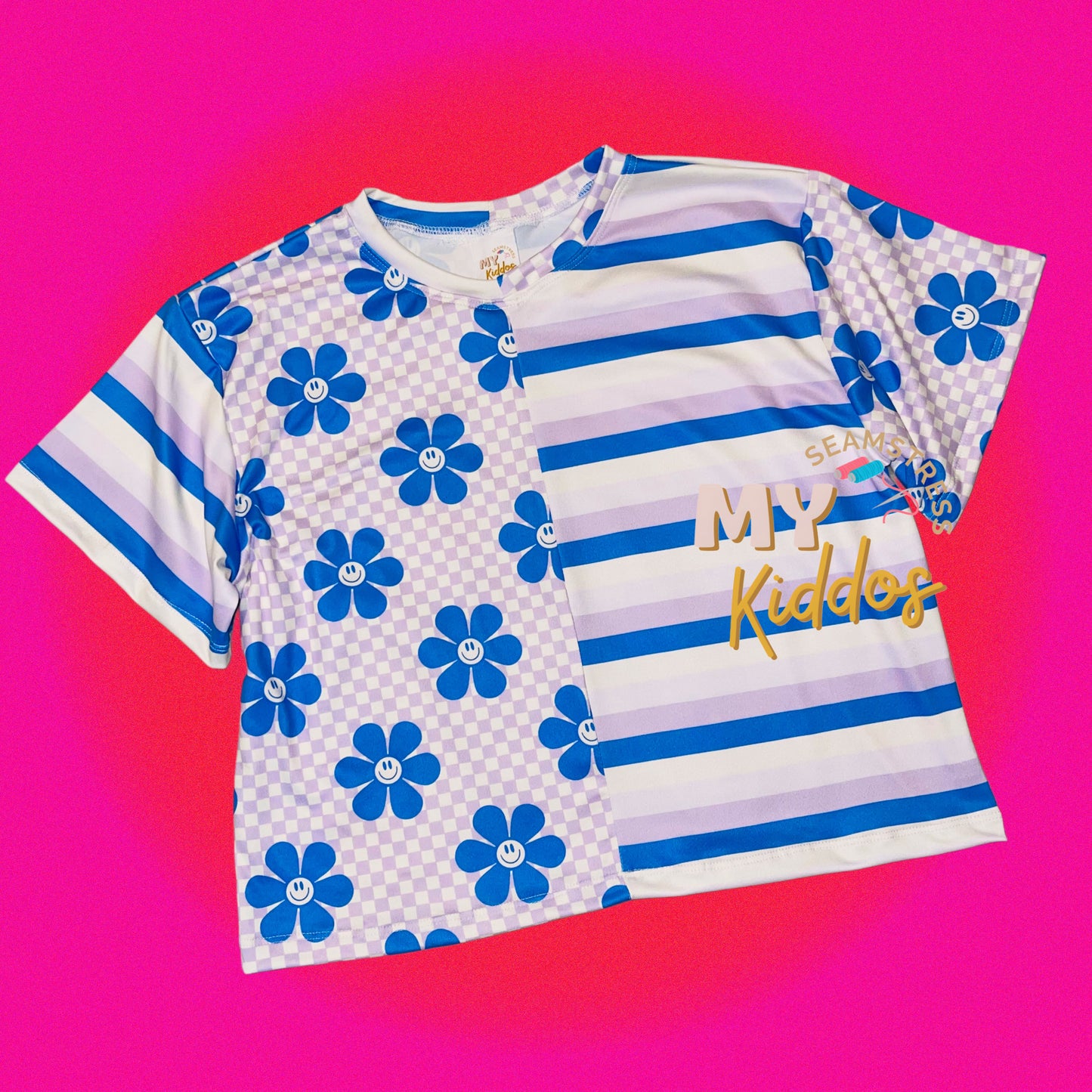 STRIPES AND CHECKERED DAISIES: COLORBLOCKED OVERSIZED TEE 20 BD TAT