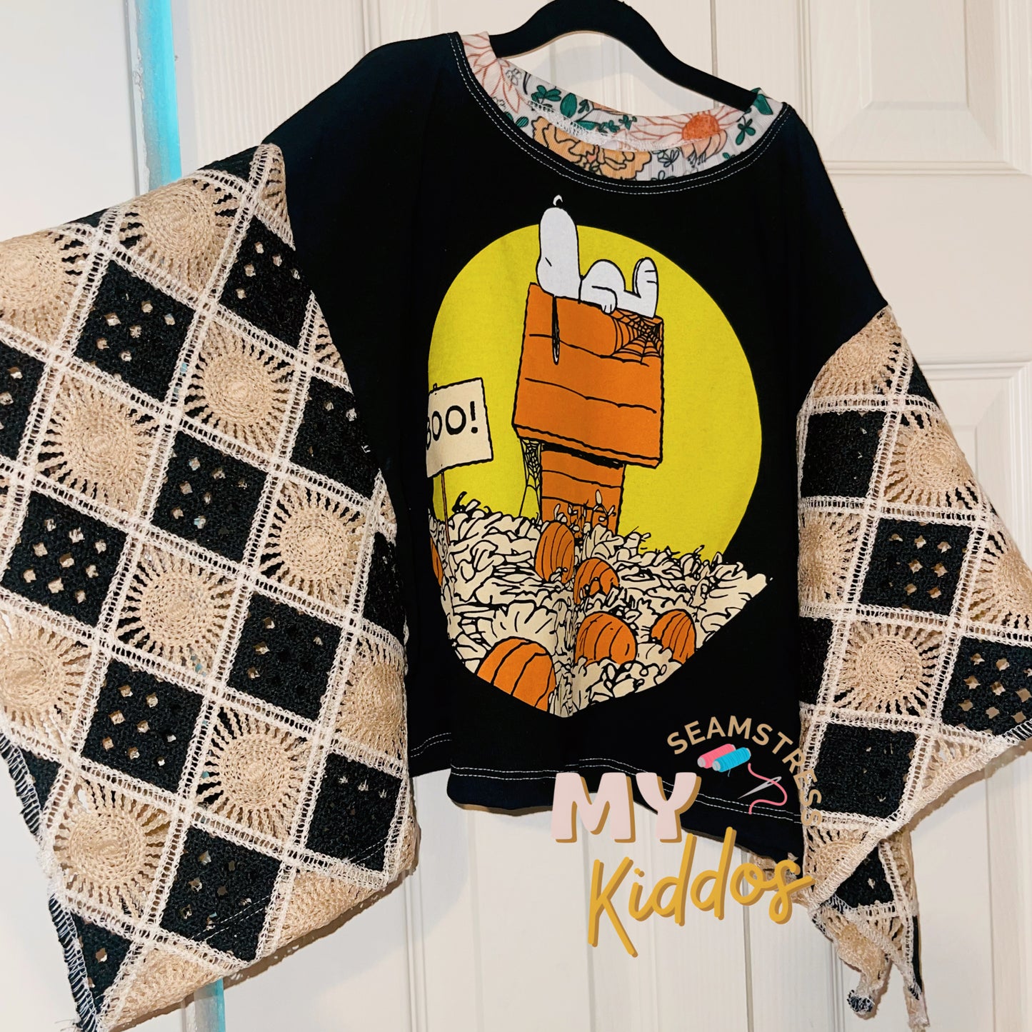 2T upcycled boho top fall snoopy RTS