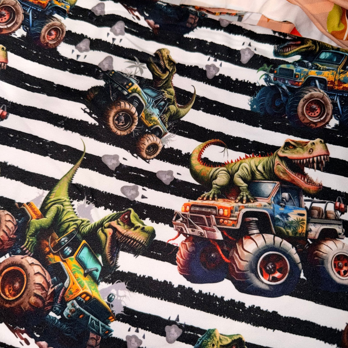 Tiffany- stripe dinos on trucks size 4/5 regular joggers 5/10 BD TAT