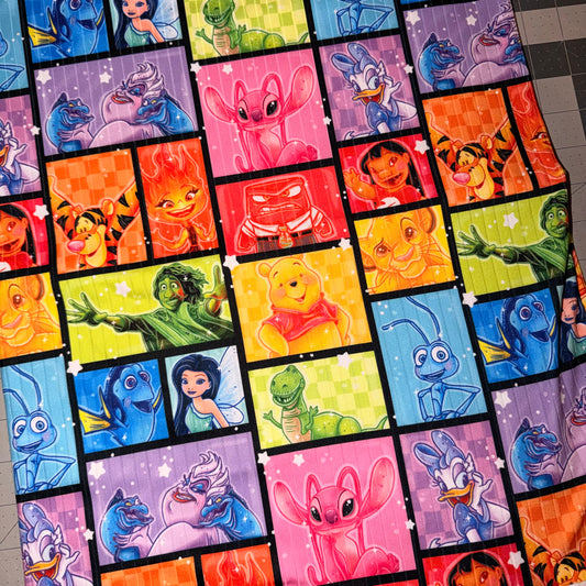 Rae- rainbow dis characters  size 3-6m long sleeve harem romper pants length envelope back hack