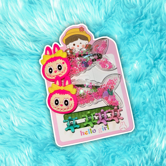 la bubu hair clips light neon pink
