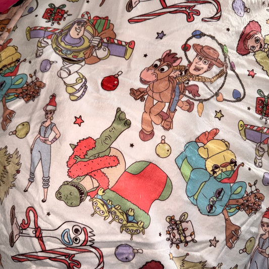 Cina- Christmas toy story minky: 18/24m blanket hoodie