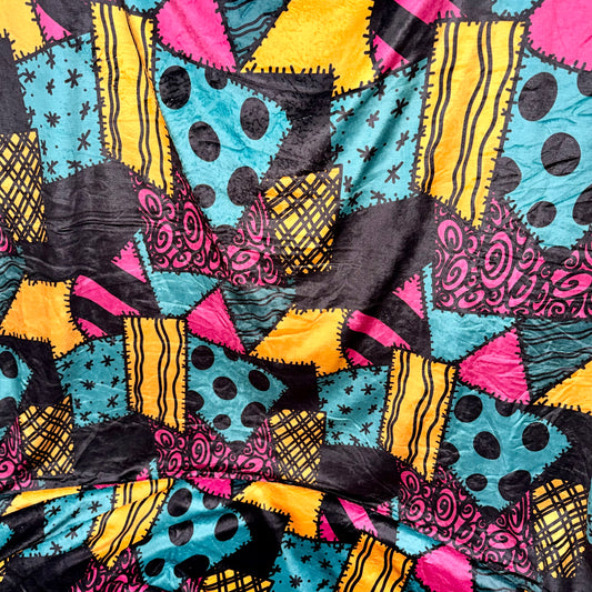 80"x65" minky blanket single layer soft on both sides RTS  sally patches
