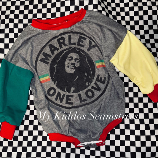 2T marley UPCYCLED sweater romper with snaps RTS