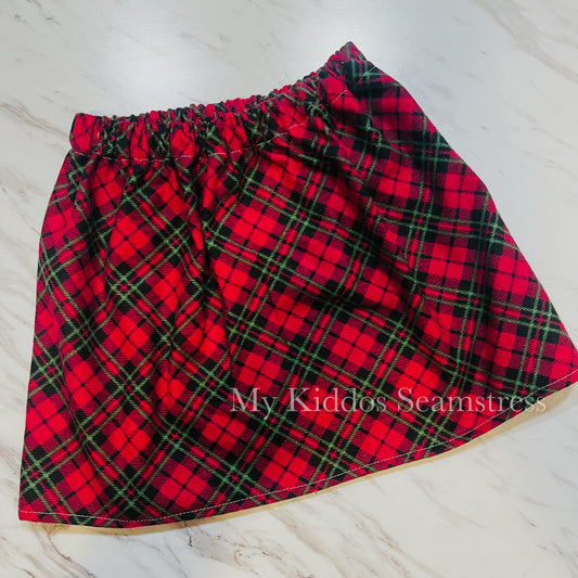 3T christmas plaid basic skirt RTS