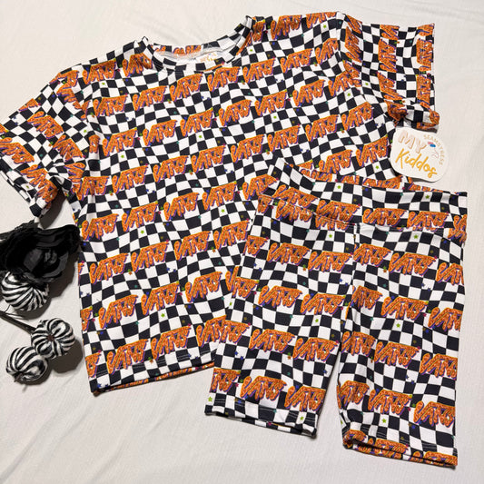 6/7 oversized tee & size 7 biker shorts rts SET