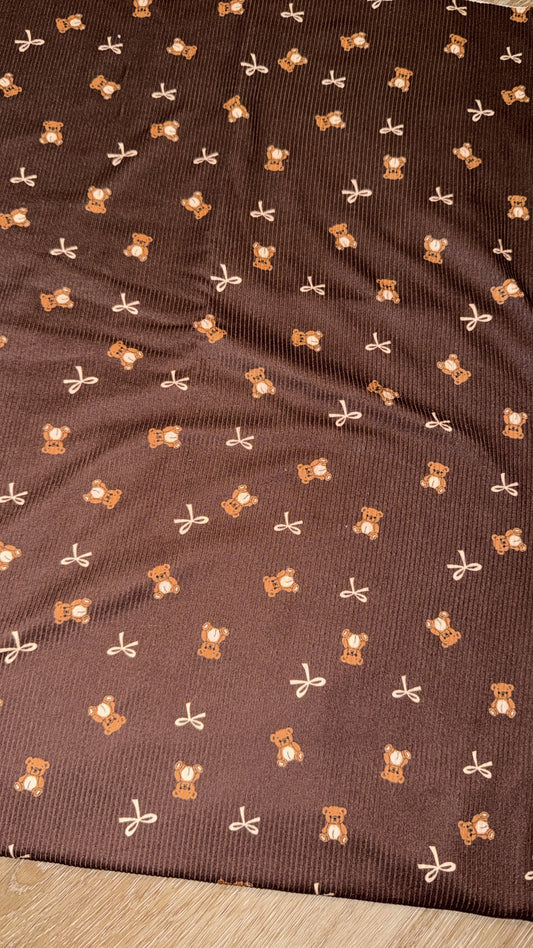 Rae- teddy bears rib knit size 3-6m long sleeve harem romper pants length envelope back hack