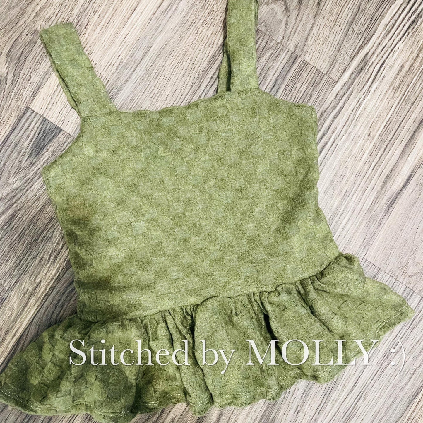 Adult small margot crop top with an added ruffle RTS