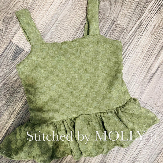 Adult small margot crop top with an added ruffle RTS