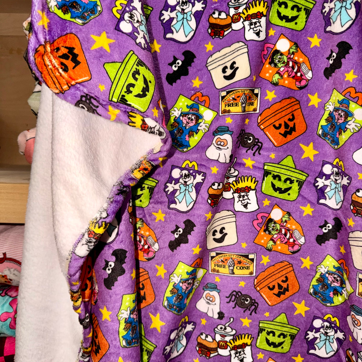 40"x65" minky blanket single layer soft on both sides RTS halloween buckets