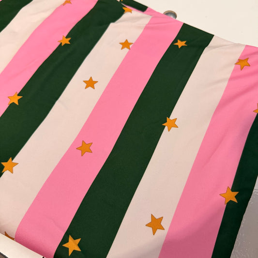 amber- pink green stripes : 6/7 flowy pants add ruffle to hem