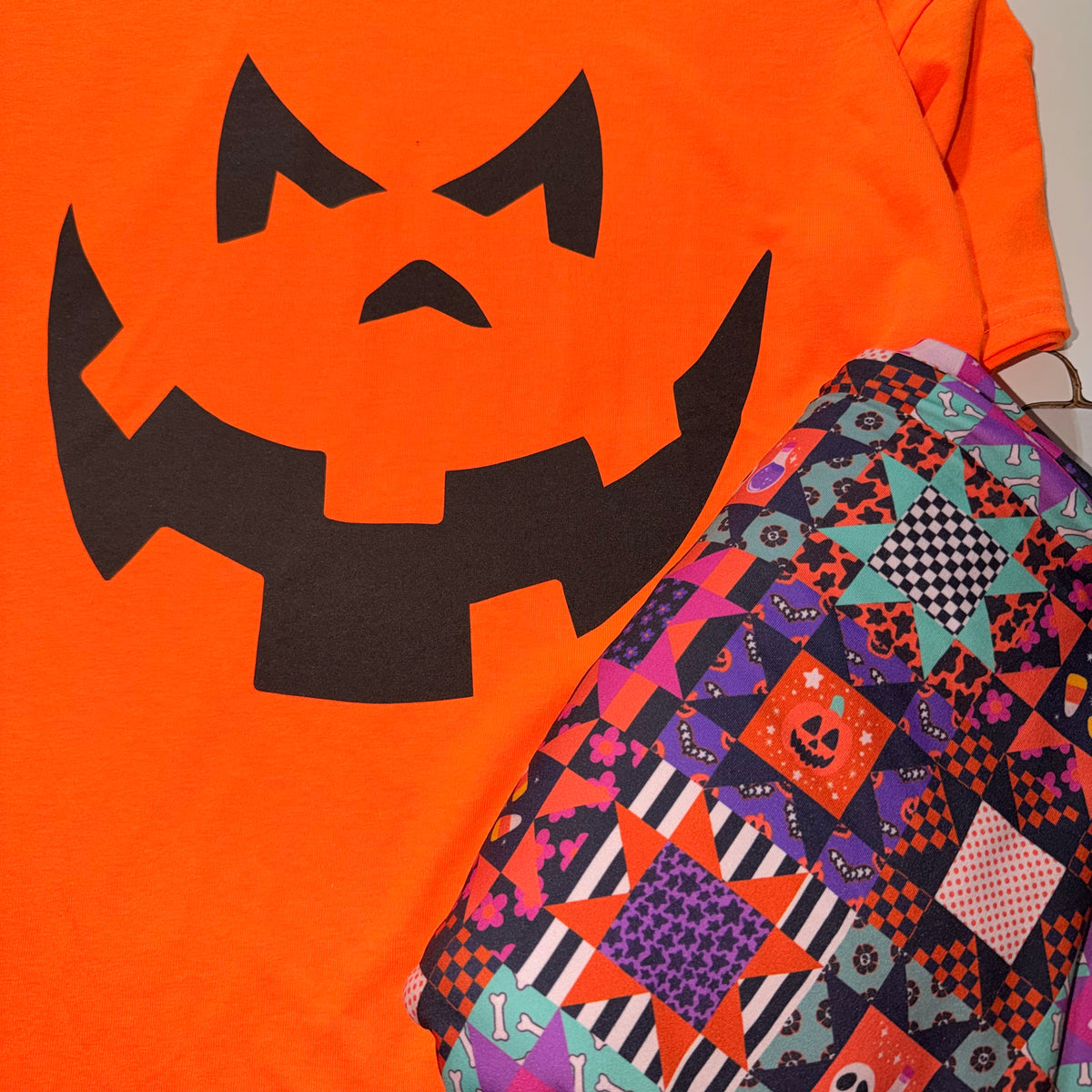 Tori- jack o lantern upcycle: 6/7 surprise item halloween patchwork coord