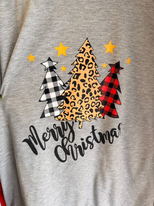 leigha- cheetah Christmas tree upcycle: size 7 lounge sweatshirt sparkly or cheetah coord add split side seam bows