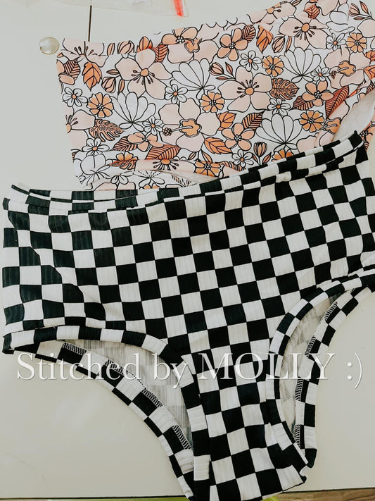 Checkered & floral mid waist undies size XL adult RTS