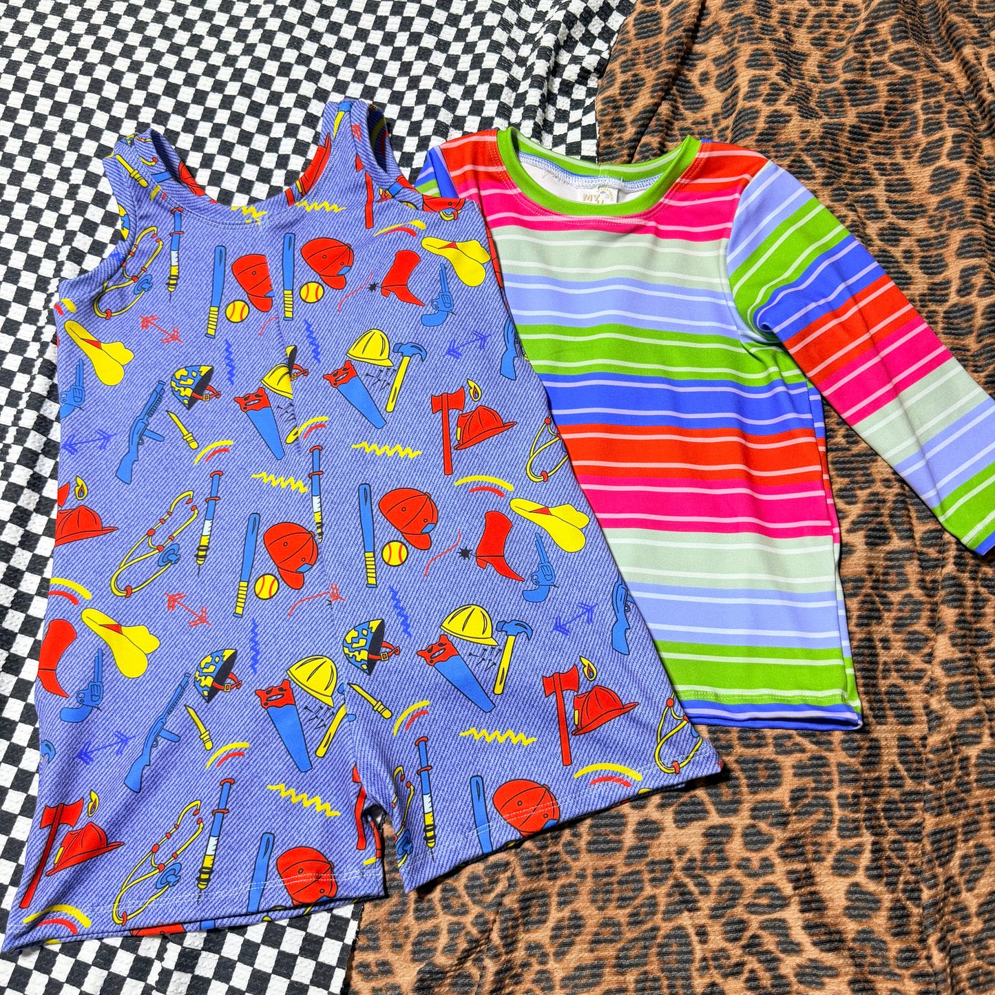 4T set sunny romper and hudson tee