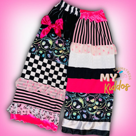 8/9 jack patchwork edgy coquette flow pants rts