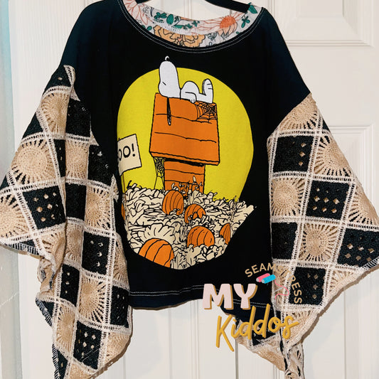 2T upcycled boho top fall snoopy RTS
