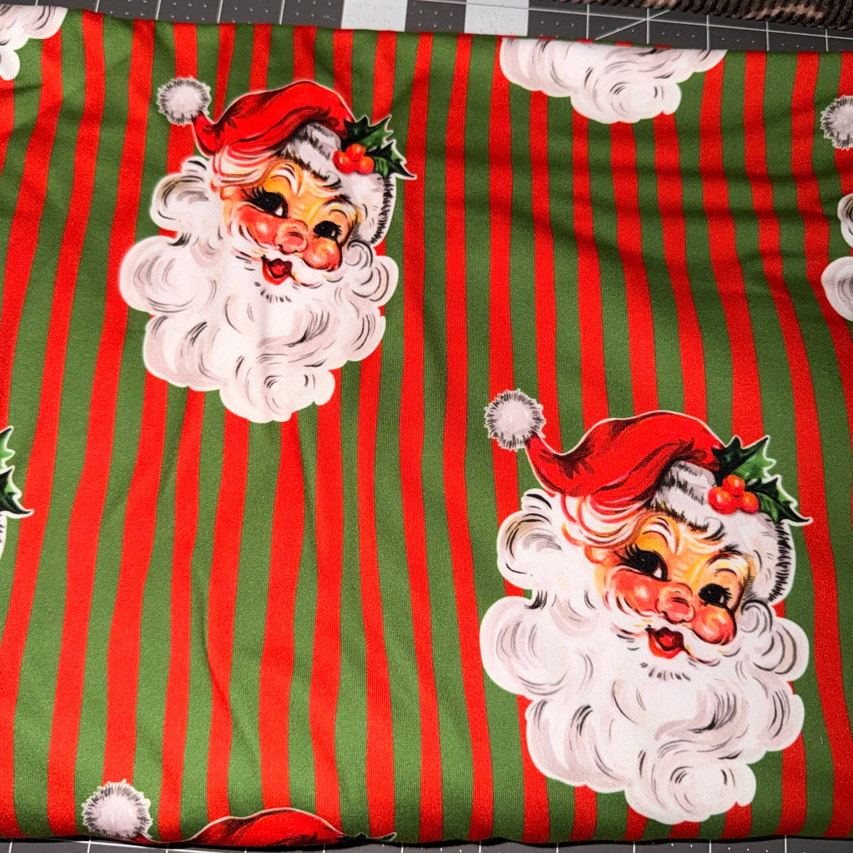 Sherree- red green santa stripes: size 7 slim flare pants add 2" to length 5/10 BD TAT yoga style waistband